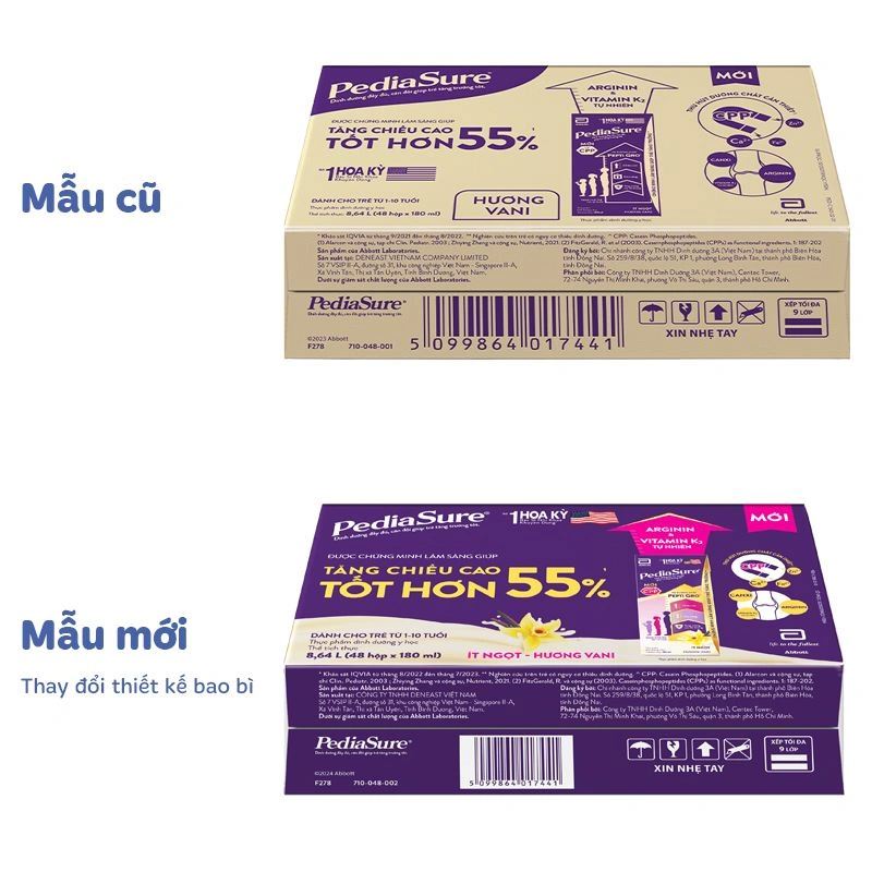 Combo 5 thùng 48 hộp sữa pha sẵn Abbott PediaSure hương vani 180 ml (1 - 10 tuổi) - Giao bao bì ngẫu nhiên 2