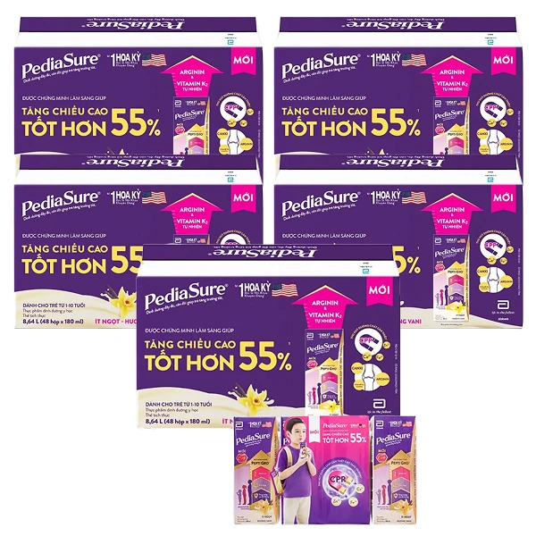 Combo 5 thùng 48 hộp sữa pha sẵn Abbott PediaSure hương vani 180 ml (1 - 10 tuổi) - Giao bao bì ngẫu nhiên 1
