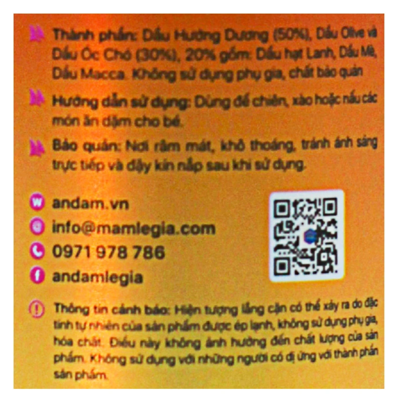 Dầu chiên xào mix hạt Lê Gia cho bé chai 200 ml (từ 6 tháng) 4