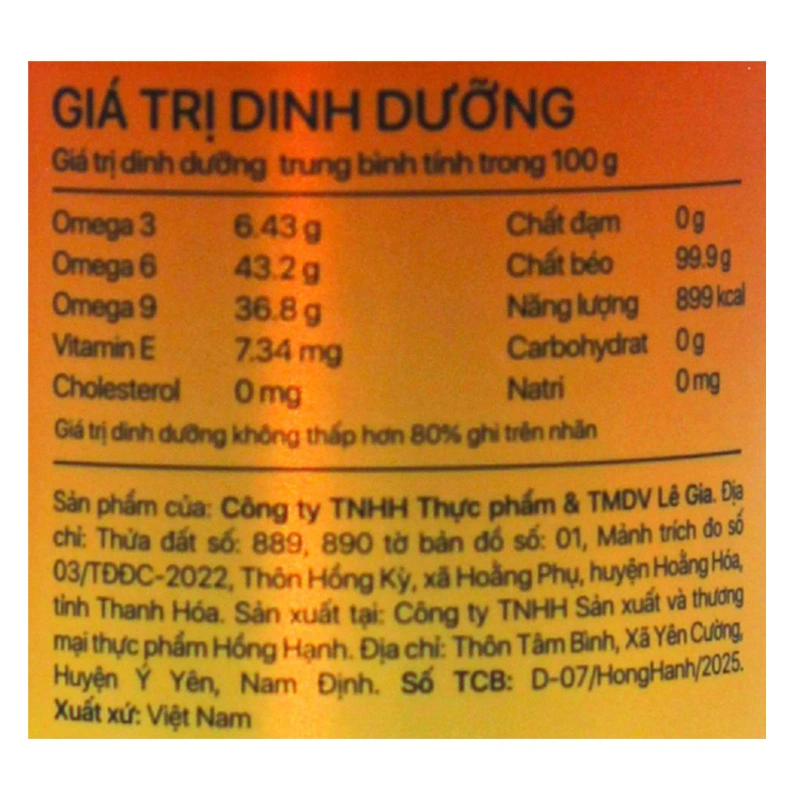 Dầu chiên xào mix hạt Lê Gia cho bé chai 200 ml (từ 6 tháng) 5