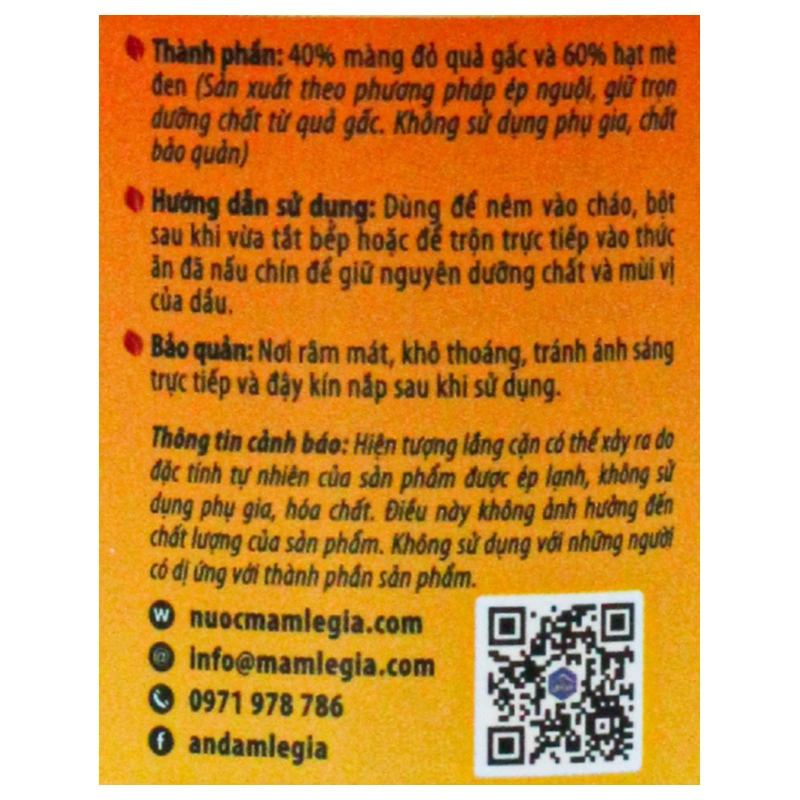 Dầu gấc Lê Gia ăn dặm cho bé chai 200 ml (từ 6 tháng) 4