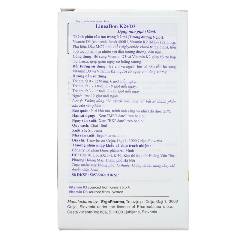 LineaBon K2+D3 Plus hỗ trợ hấp thu canxi, 15 ml dạng nhỏ giọt (từ 0 tháng) 8