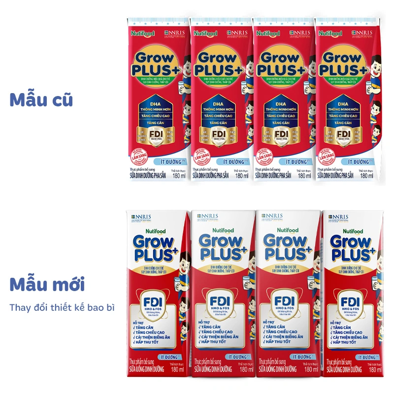 Thùng 48 hộp sữa pha sẵn Nutifood GrowPLUS+ đỏ ít đường hương vani 180 ml cho trẻ suy dinh dưỡng, thấp còi (từ 1 tuổi) - Giao bao bì ngẫu nhiên 13