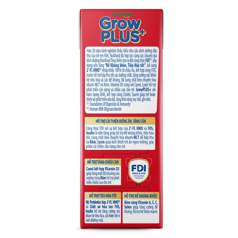 Thùng 48 hộp sữa pha sẵn Nutifood GrowPLUS+ đỏ ít đường hương vani 180 ml cho trẻ suy dinh dưỡng, thấp còi (từ 1 tuổi) - Giao bao bì ngẫu nhiên 16