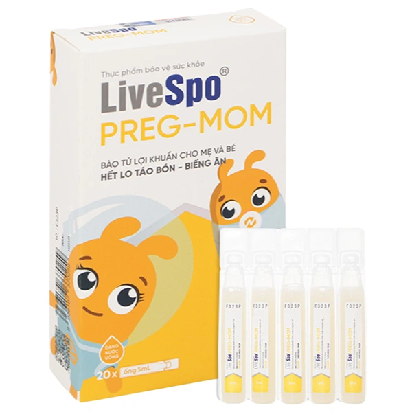 Men vi sinh Livespo Preg-Mom hỗ trợ cải thiện hệ vi sinh đường ruột, 20 ống dạng uống 1