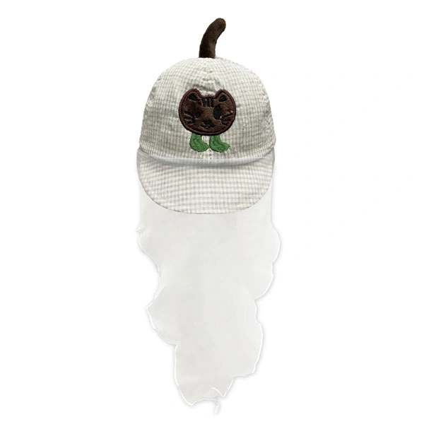 Nón kết cho bé Duy Ngọc thêu mèo màu xám 1