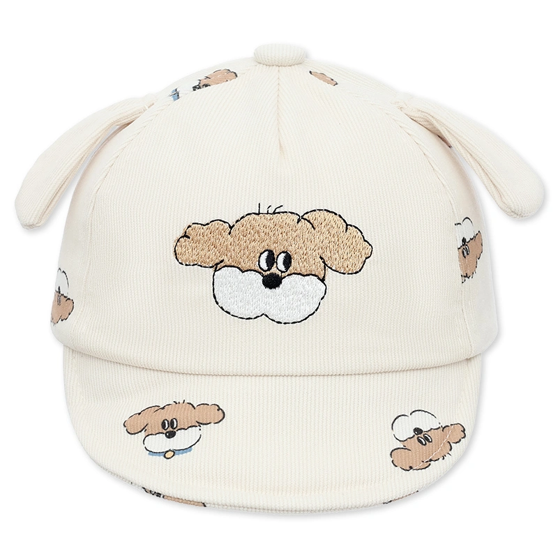 Nón kết cho bé TOP KIDS thêu chó con màu nâu be 2