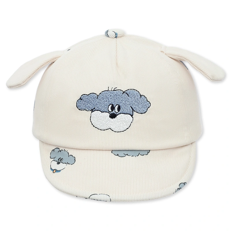 Nón kết cho bé TOP KIDS thêu chó con màu nâu be 9