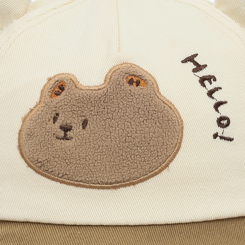 Nón kết cho bé TOP KIDS thêu gấu HELLO màu xanh 11