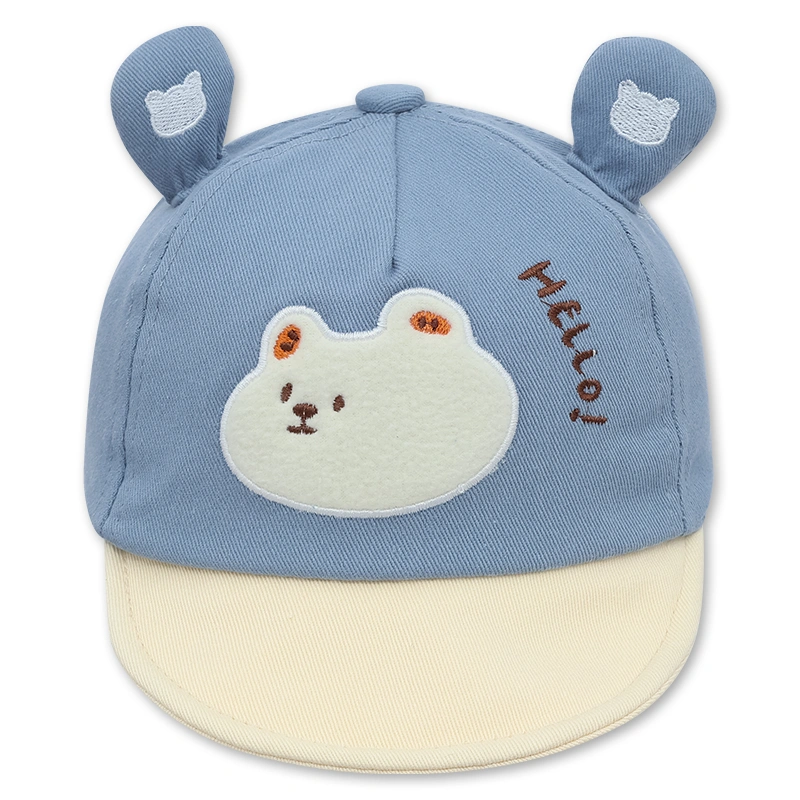 Nón kết cho bé TOP KIDS thêu gấu HELLO màu xanh 2