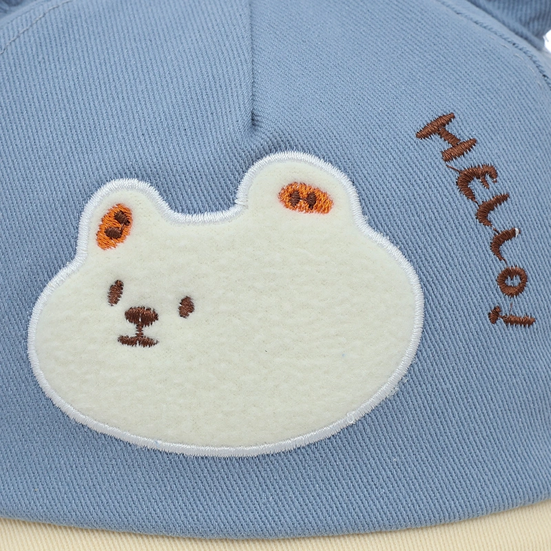 Nón kết cho bé TOP KIDS thêu gấu HELLO màu xanh 5