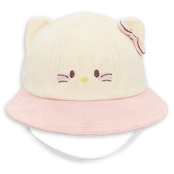 Nón vành TOP KIDS thêu mèo màu hồng