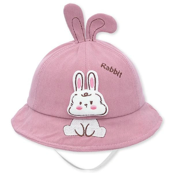 Nón vành TOP KIDS thêu thỏ con màu hồng