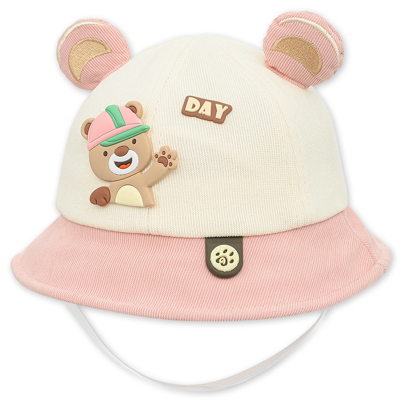 Nón vành cho bé TOP KIDS thêu gấu màu xanh - be 16