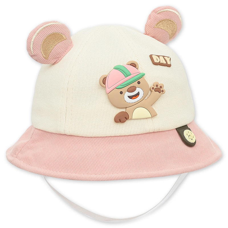 Nón vành cho bé TOP KIDS thêu gấu màu xanh - be 17
