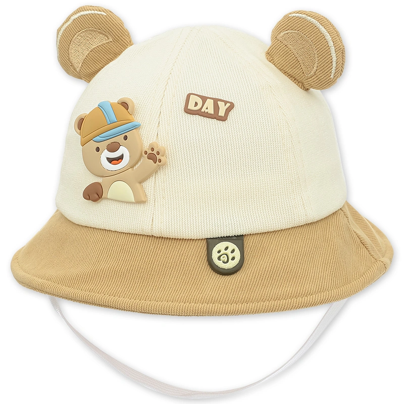 Nón vành cho bé TOP KIDS thêu gấu màu xanh - be 9