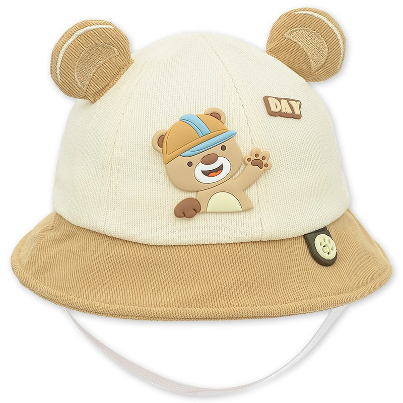 Nón vành cho bé TOP KIDS thêu gấu màu xanh - be 10