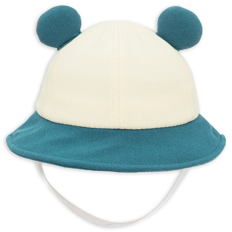Nón vành cho bé TOP KIDS thêu gấu màu xanh - be 4