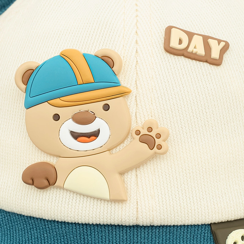 Nón vành cho bé TOP KIDS thêu gấu màu xanh - be 5