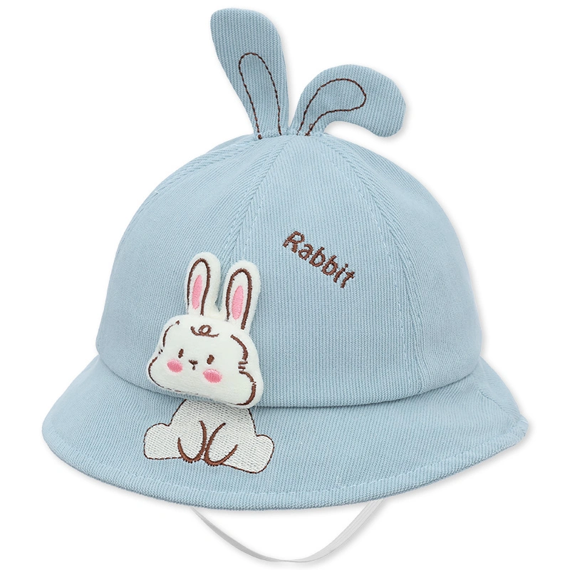 Nón vành cho bé TOP KIDS thêu thỏ con màu xanh 2