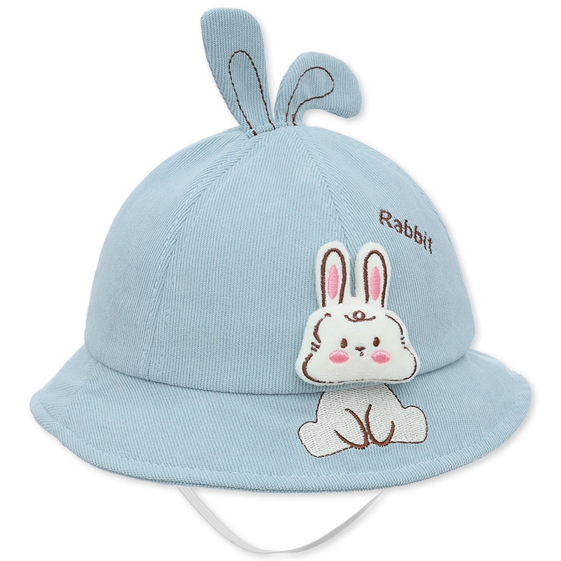 Nón vành cho bé TOP KIDS thêu thỏ con màu xanh 3