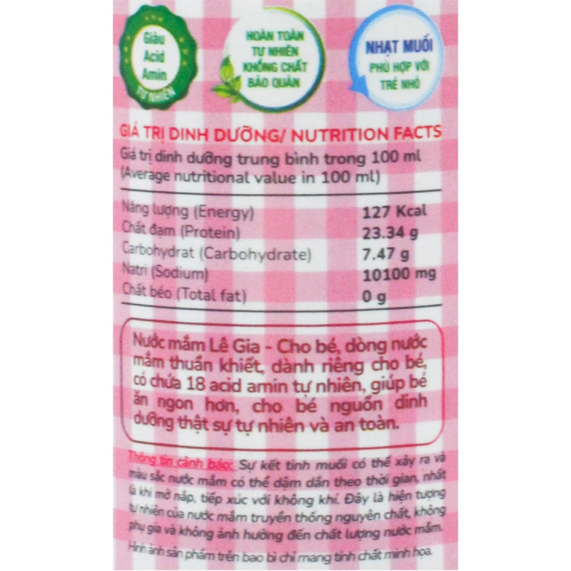 Nước mắm Lê Gia ăn dặm cho bé 40°N chai 60 ml (từ 1 tuổi) - Giao bao bì ngẫu nhiên 7