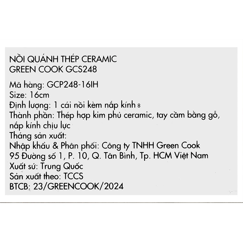 Quánh thép chống dính nắp kính 16 cm Green Cook GCS248-16IH 14