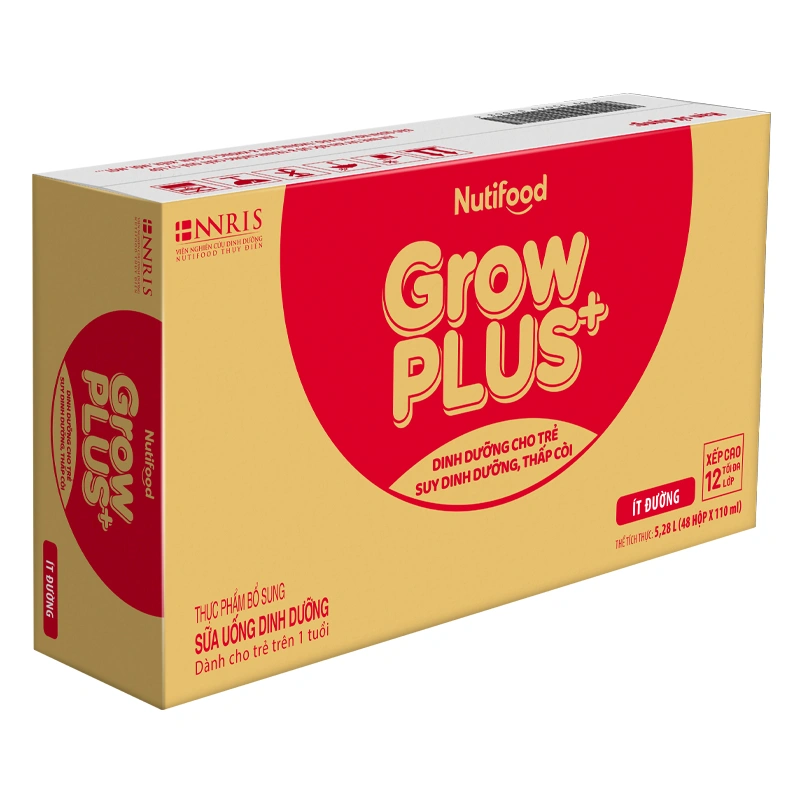 Thùng 48 hộp sữa pha sẵn Nutifood GrowPLUS+ đỏ ít đường hương vani 110 ml cho trẻ suy dinh dưỡng, thấp còi (từ 1 tuổi) - Giao bao bì ngẫu nhiên 4