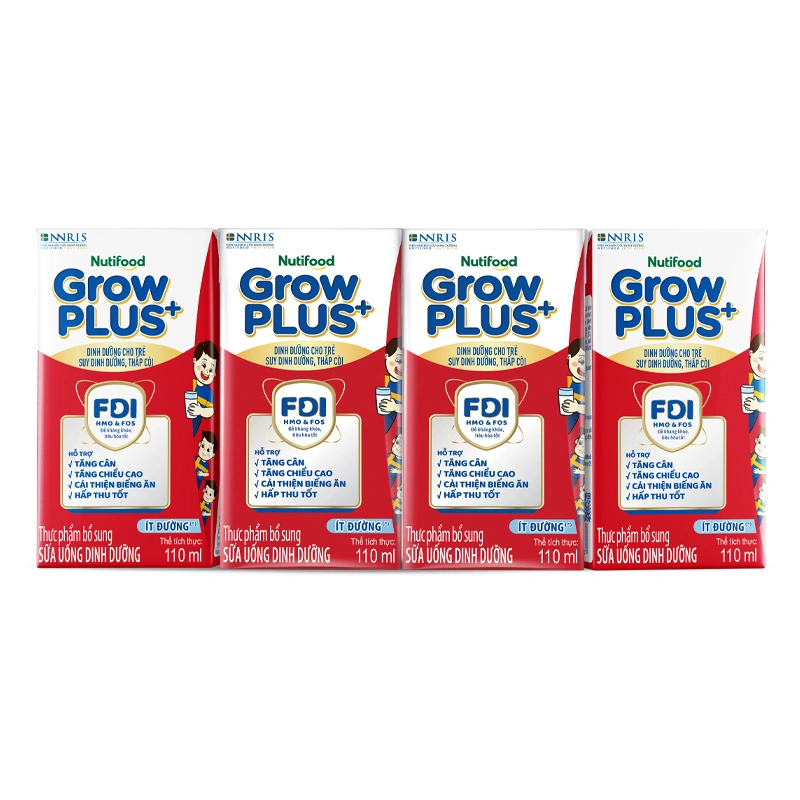 Thùng 48 hộp sữa pha sẵn Nutifood GrowPLUS+ đỏ ít đường hương vani 110 ml cho trẻ suy dinh dưỡng, thấp còi (từ 1 tuổi) - Giao bao bì ngẫu nhiên 5