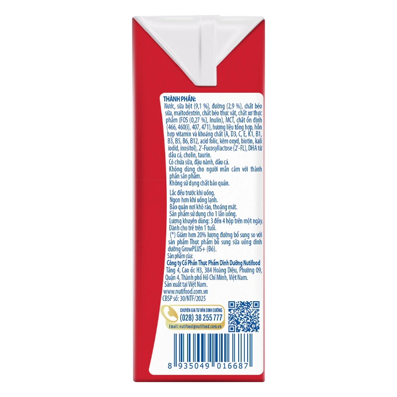 Thùng 48 hộp sữa pha sẵn Nutifood GrowPLUS+ đỏ ít đường hương vani 110 ml cho trẻ suy dinh dưỡng, thấp còi (từ 1 tuổi) - Giao bao bì ngẫu nhiên 9