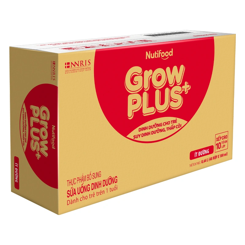 Thùng 48 hộp sữa pha sẵn Nutifood GrowPLUS+ đỏ ít đường hương vani 180 ml cho trẻ suy dinh dưỡng, thấp còi (từ 1 tuổi) - Giao bao bì ngẫu nhiên 4