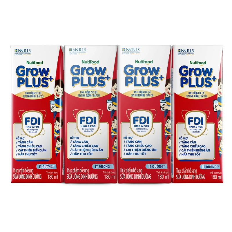 Thùng 48 hộp sữa pha sẵn Nutifood GrowPLUS+ đỏ ít đường hương vani 180 ml cho trẻ suy dinh dưỡng, thấp còi (từ 1 tuổi) - Giao bao bì ngẫu nhiên 5