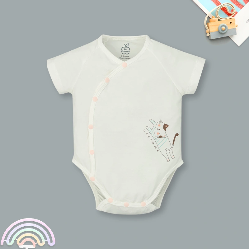 Set 2 bodysuit cài chéo La Pomme bé mimi của mẹ màu trắng - vàng 19
