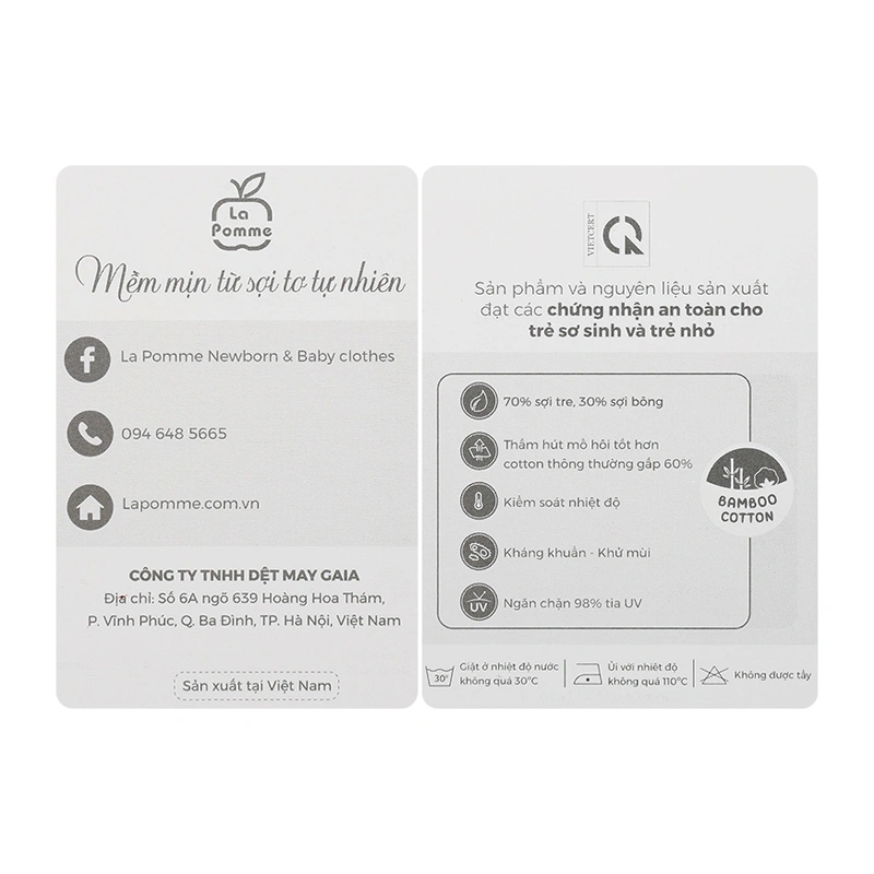 Set 2 yếm ăn cho bé sợi tre La Pomme động vật đáng yêu - Màu ghi (0 - 3 tháng) 11