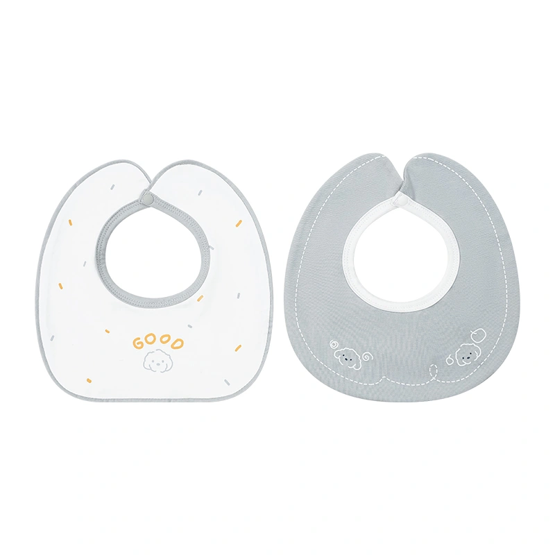 Set 2 yếm ăn cho bé sợi tre La Pomme động vật đáng yêu - Màu ghi (0 - 3 tháng) 3