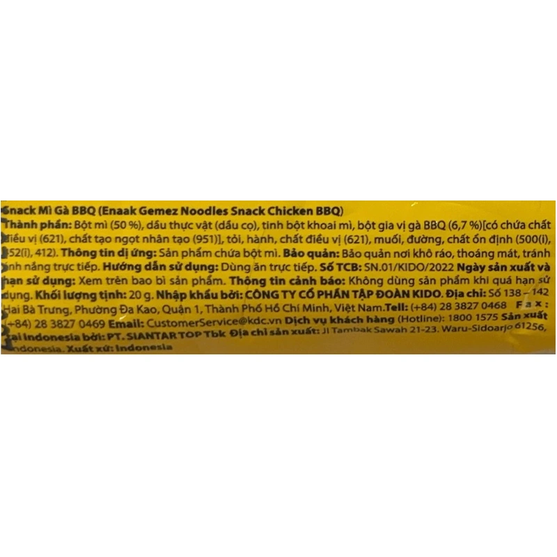Snack mì Enaak vị gà BBQ túi 24 gói x 20g (từ 1 tuổi) 5