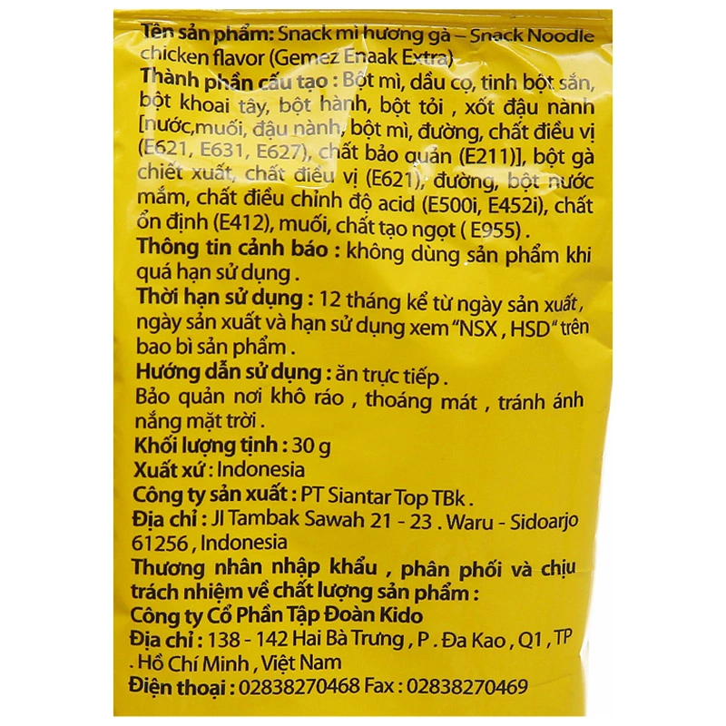 Snack mì Enaak vị gà hộp 24 gói x 30g (từ 1 tuổi) 6
