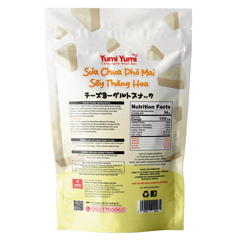 Sữa chua khô sấy thăng hoa vị xoài Yumi Yumi gói 36g (từ 8 tháng) 4