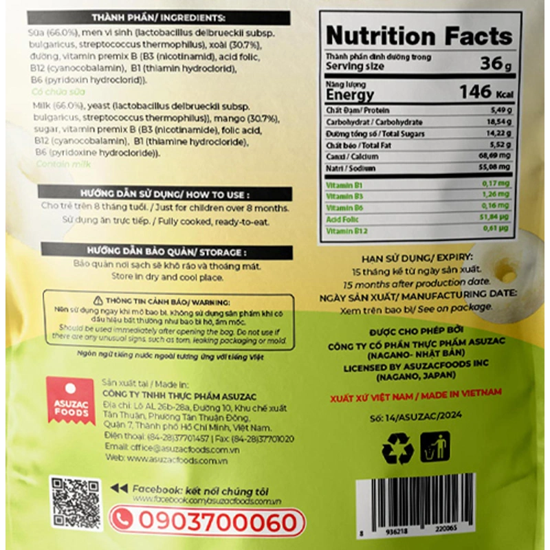 Sữa chua khô sấy thăng hoa vị xoài Yumi Yumi gói 36g (từ 8 tháng) 3