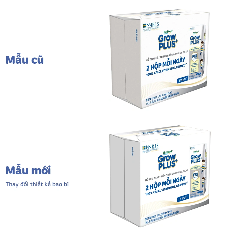 Thùng 24 hộp sữa pha sẵn Nutifood GrowPLUS+ bạc hương vani 180 ml (từ 1 tuổi) - Giao bao bì ngẫu nhiên 2