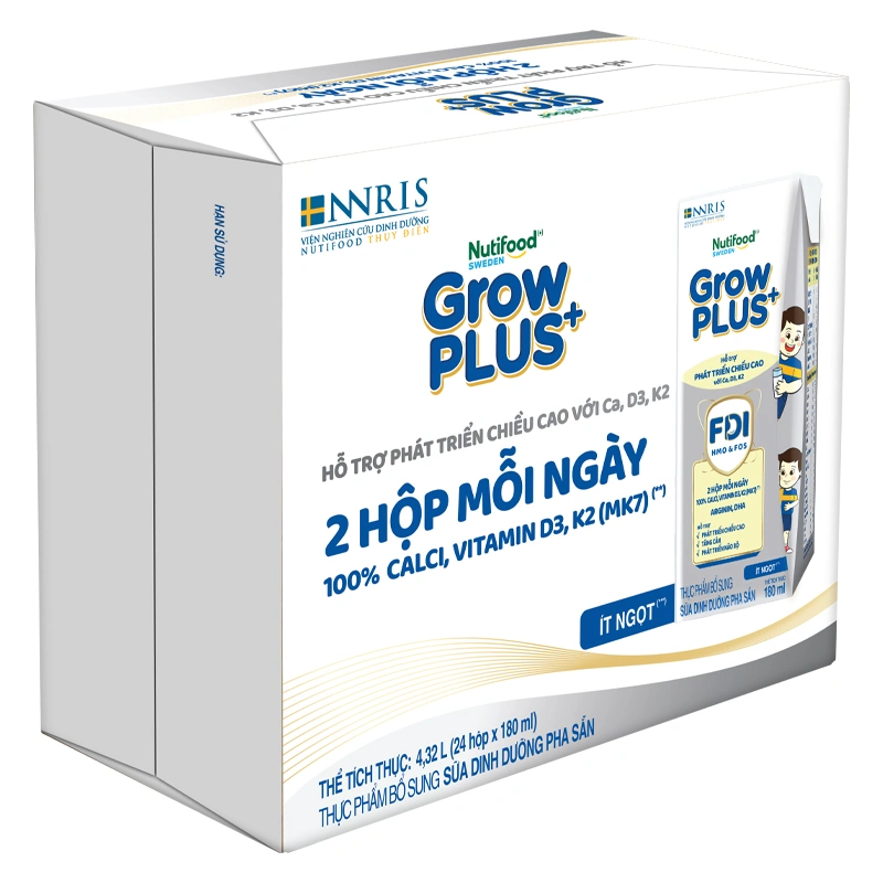 Thùng 24 hộp sữa pha sẵn Nutifood GrowPLUS+ bạc hương vani 180 ml (từ 1 tuổi) - Giao bao bì ngẫu nhiên 4