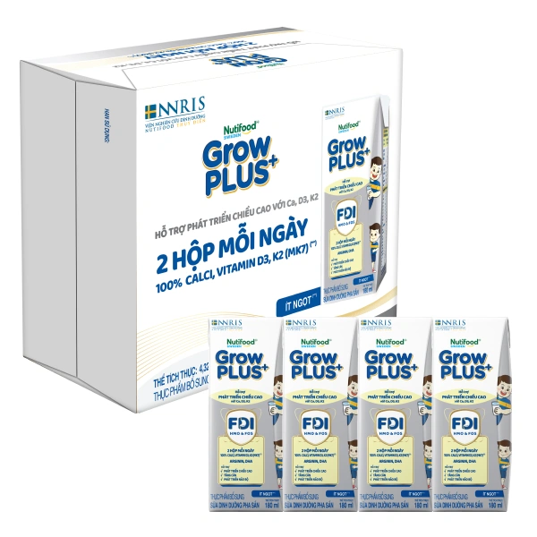 Thùng 24 hộp sữa pha sẵn Nutifood GrowPLUS+ bạc hương vani 180 ml (từ 1 tuổi) - Giao bao bì ngẫu nhiên 1