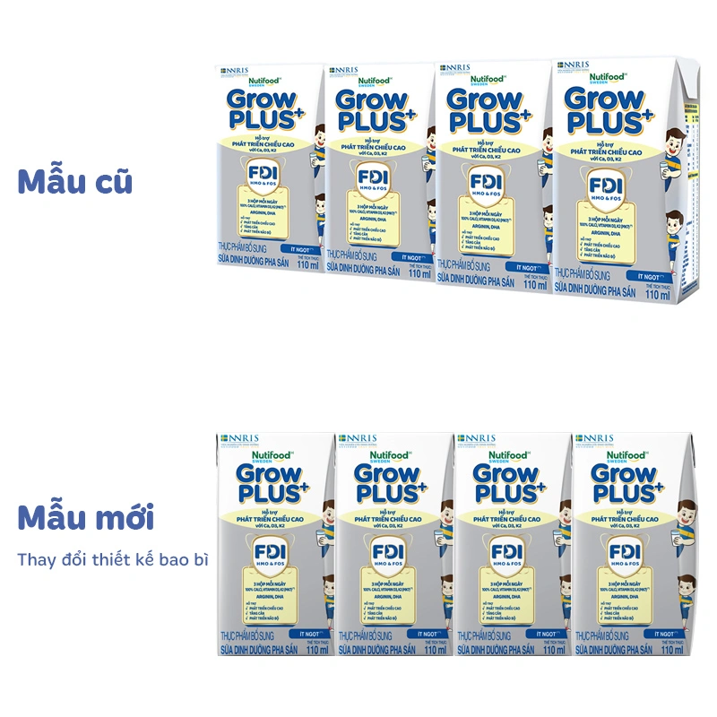 Lốc 4 hộp sữa pha sẵn Nutifood GrowPLUS+ bạc hương vani 110 ml (từ 1 tuổi) 11