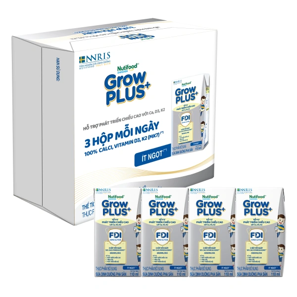 Thùng 24 hộp sữa pha sẵn Nutifood GrowPLUS+ bạc hương vani 110 ml (từ 1 tuổi) - Giao bao bì ngẫu nhiên 1