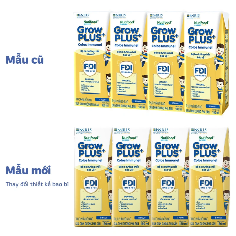 Thùng 24 hộp sữa non pha sẵn Nutifood GrowPLUS+ Colos Immunel hương vani 180 ml (từ 1 tuổi) - Giao bao bì ngẫu nhiên 3