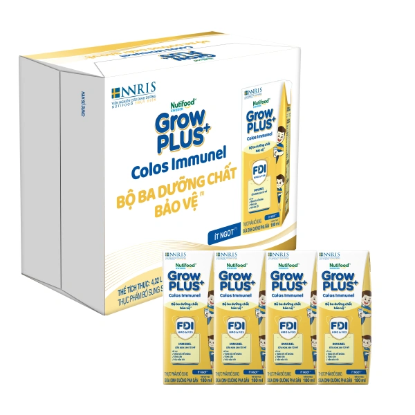 Thùng 24 hộp sữa non pha sẵn Nutifood GrowPLUS+ Colos Immunel hương vani 180 ml (từ 1 tuổi) - Giao bao bì ngẫu nhiên 1