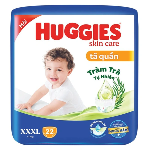 Tã quần Huggies Skincare size XXXL 22 miếng (Trên 17 kg) - Giao bao bì ngẫu nhiên 1