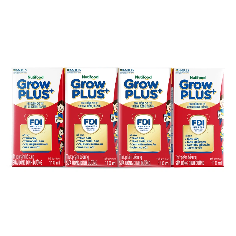 Thùng 48 hộp sữa pha sẵn Nutifood GrowPLUS+ đỏ hương vani 110 ml cho trẻ suy dinh dưỡng, thấp còi (từ 1 tuổi) - Giao bao bì ngẫu nhiên 5