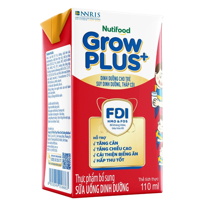 Thùng 48 hộp sữa pha sẵn Nutifood GrowPLUS+ đỏ hương vani 110 ml cho trẻ suy dinh dưỡng, thấp còi (từ 1 tuổi) - Giao bao bì ngẫu nhiên 6