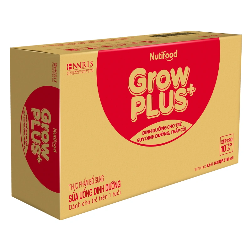 Lốc 4 hộp sữa pha sẵn Nutifood GrowPLUS+ đỏ hương vani 180 ml cho trẻ suy dinh dưỡng, thấp còi (từ 1 tuổi) - Giao bao bì ngẫu nhiên 12